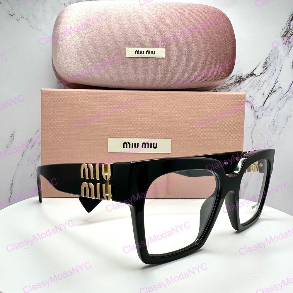 MIU MIU Womens Eyeglasses Black Square Full Rim frames 52-19mm Rx-able Womens - Picture 2 of 16